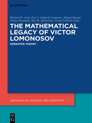 cover image of The Mathematical Legacy of Victor Lomonosov